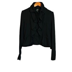 Filtre black ruffly zip up sweater‎